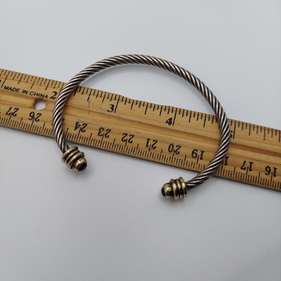 Minimalist SS 925 Cable Cuff Bracelet w/Glass Ends. GC&Current. - Picture 7 of 13